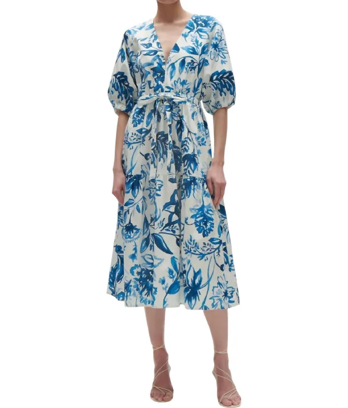 Women's Casual Attire Joyce Dress In Porcelain Floral Blue