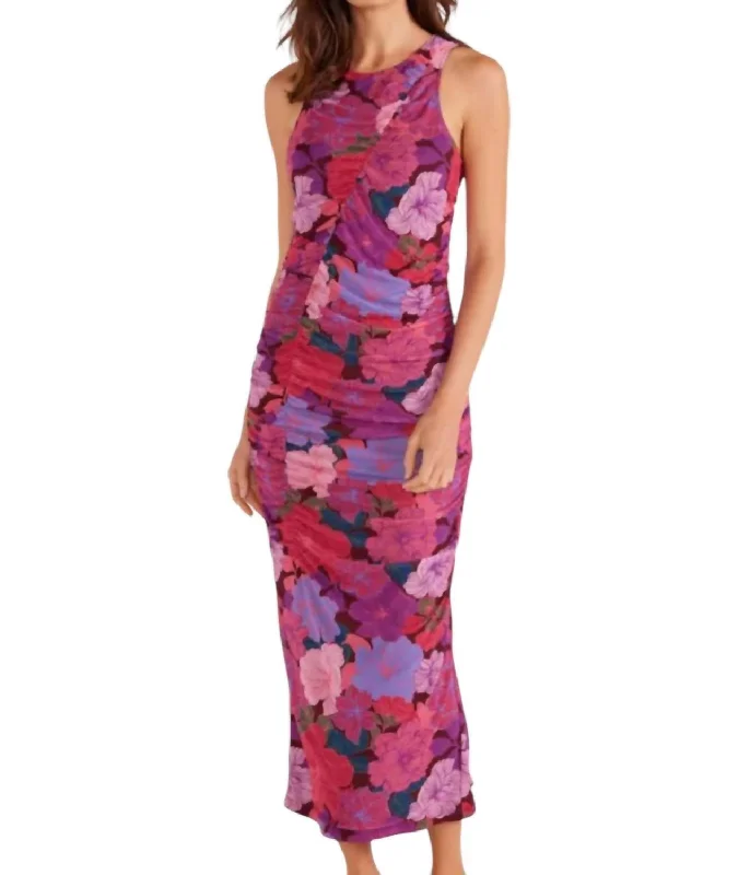 Elegant Women's Attire Lexi Mesh Midi Dress In Floral Blossom