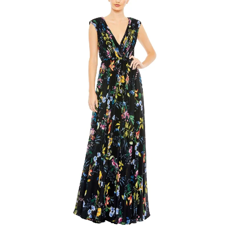 Women's Evening Attire Womens Chiffon Floral Print Evening Dress