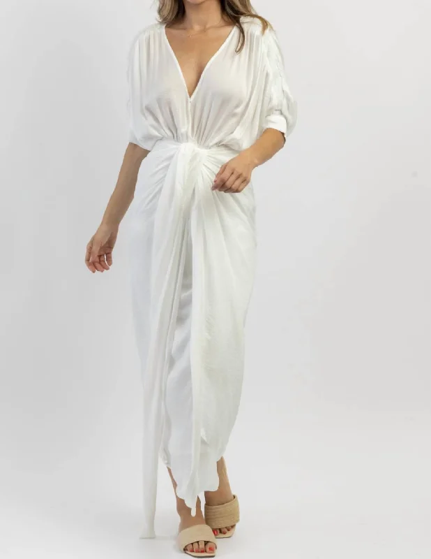 Affordable Fashion Clothing For Women Norah Tied Midi Dress In Off-White