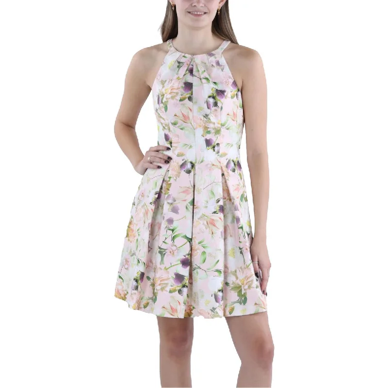 Women's Seasonal Attire Womens Pleated Floral Print Fit & Flare Dress