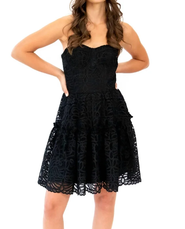 Casual Apparel For Women Floral Lace Mini Dress In Black