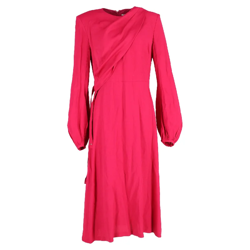 Affordable Luxury Women's Garments Stella McCartney Wrap Front Midi Dress in Pink Viscose