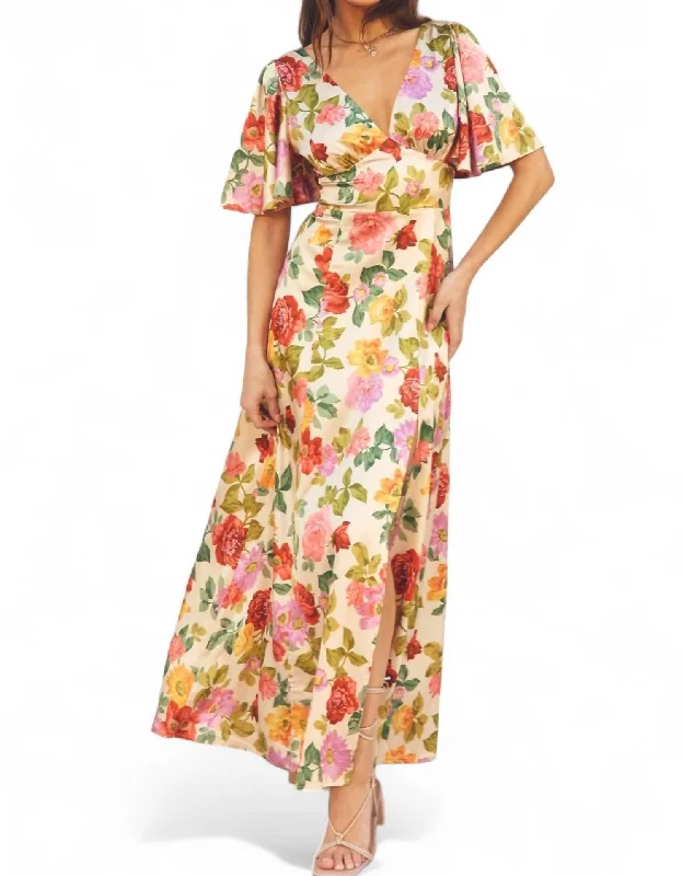 Comfortable Women's Attire Garden Maxi Dress In Romantic Garden