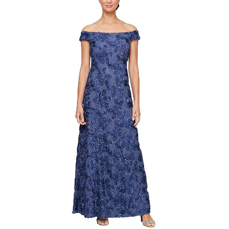 Women's Trendy Outfit Womens Off The Shoulder Floral Evening Dress