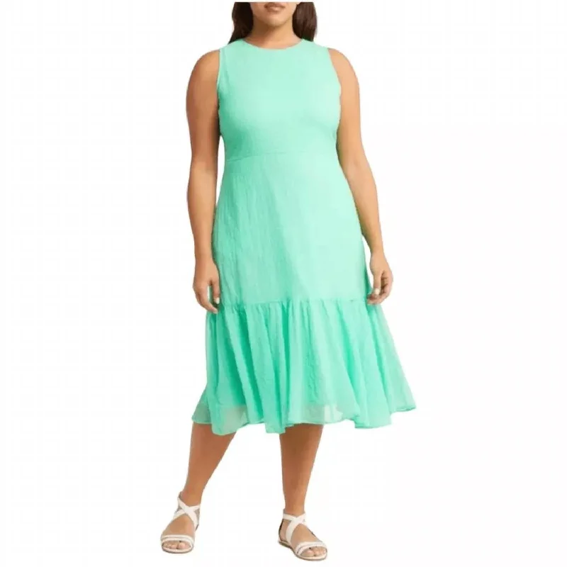 Women's Transitional Garments Ruffle Hem Midi Dress In Green Katydid