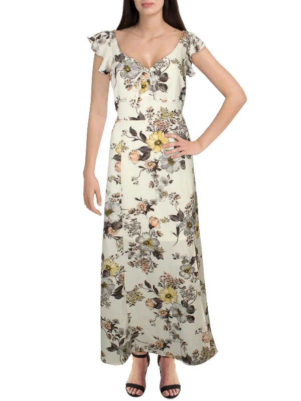 Women's Functional Apparel For Outdoor Activities Casual Chic Womens V-Neck Floral Maxi Dress