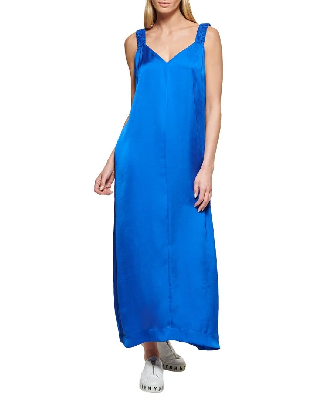 Stylish Women's Apparel DKNY Ruched Strap Maxi Dress