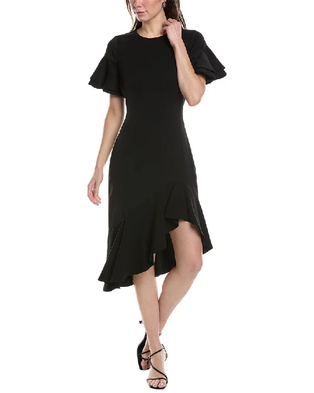 Women's Elegant Outfit Black Halo Ruiz Midi Dress