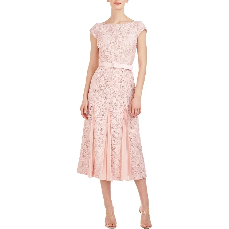 Affordable Women's Garments Womens Lace Cap Sleeve Midi Dress