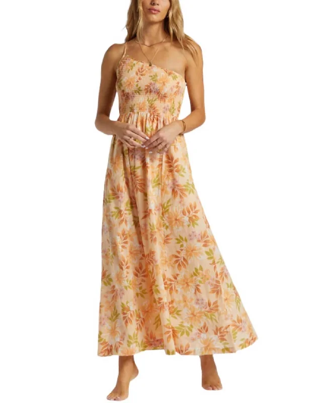 Charming Women's Garments Warmer Days One Shoulder Maxi Dress In Peach Whip