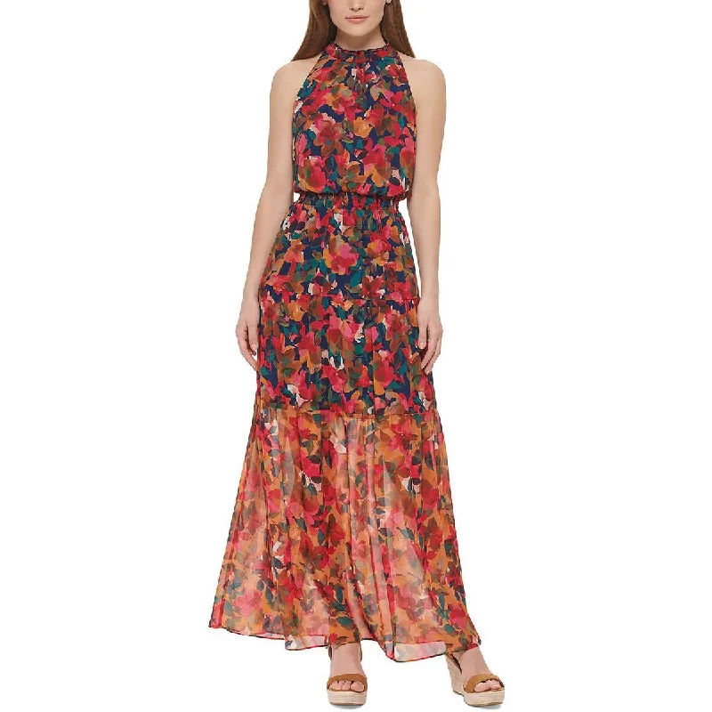 Women's Outerwear Attire Plus Womens Chiffon Floral Maxi Dress