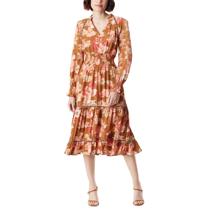 Women's Transitional Outfit Womens Tiered Floral Print Fit & Flare Dress