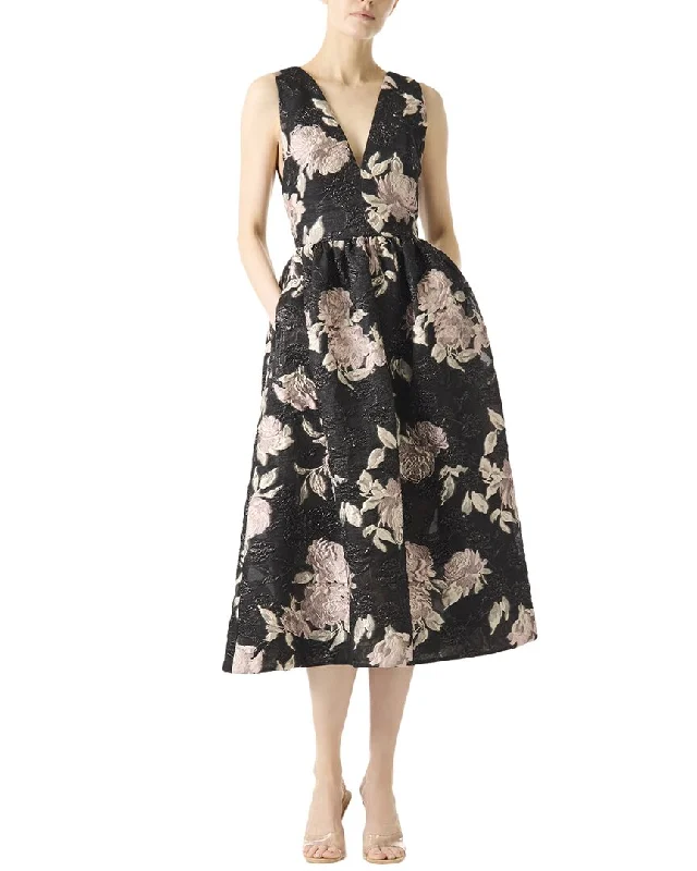 Women's Resort Attire Monique Lhuillier Floral Jacquard Silk-Blend Cocktail Dress