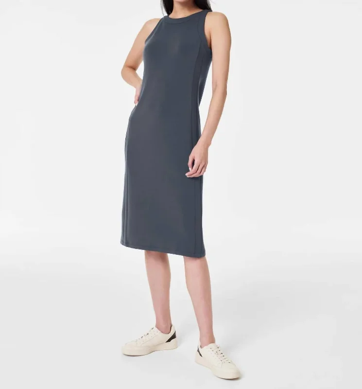 Classic Women's Clothing Styles Airessentials Tank Midi Dress In Dark Storm