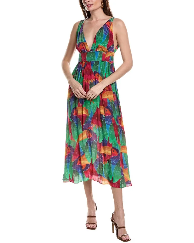 Women's Plus-Size Attire FARM Rio Painted Toucans Midi Dress