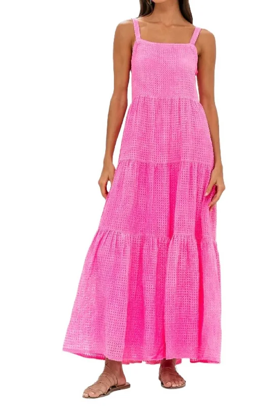 Elegant Women's Attire Strappy Maxi Dress In Delray Pink