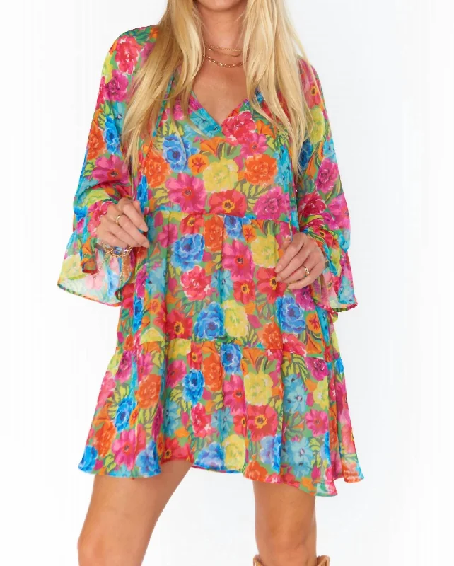 Women's Everyday Attire Viola Mini Dress In Bright Floral Soiree