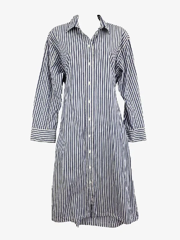 Women's Holiday Attire Witchery Sailor Stripe Open Back Shirt Dress Size 8