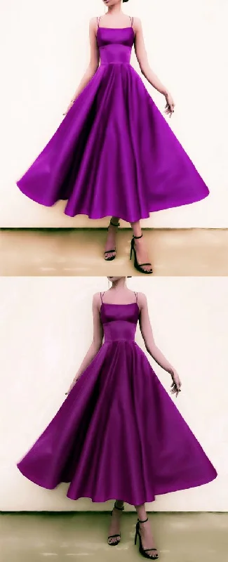 Women's Effortless Casual Outfit Purple Ball Gown Satin Dresses prom dresses    cg18555