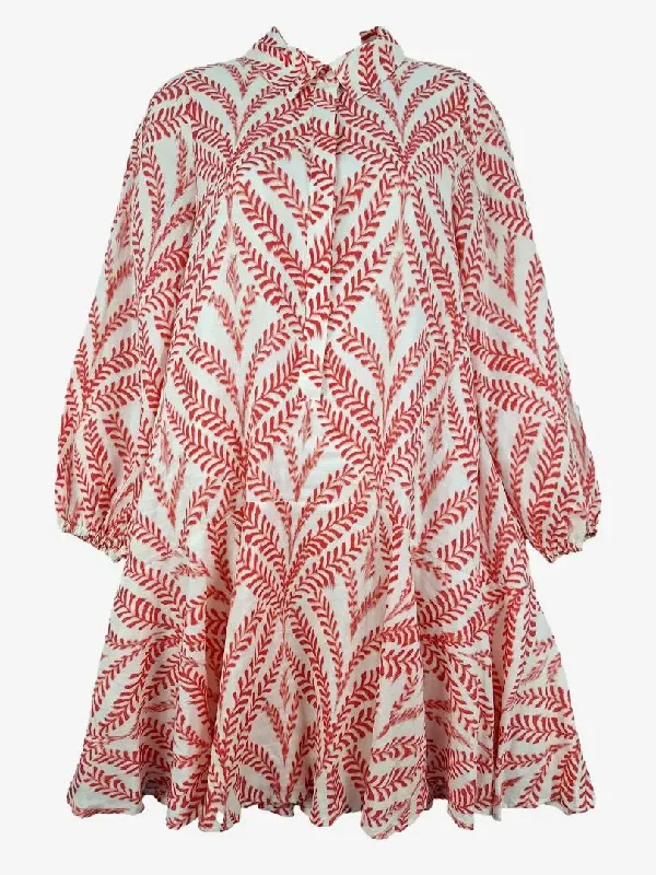 Women's Transitional Attire Country Road Coral Leafy Watercolour Shirt Dress Size 8