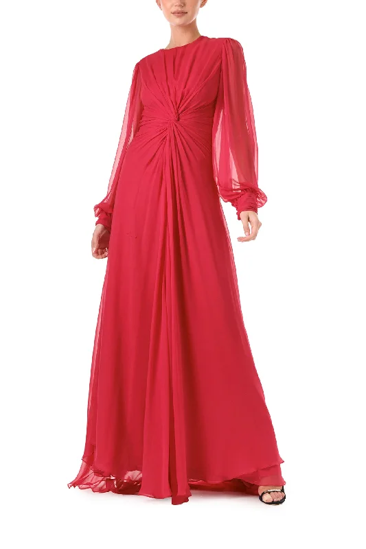 Elegant Women's Evening Garments Twist Front Long Sleeve Gown