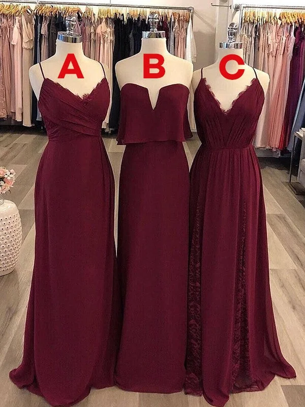 Women's Activewear Apparel A-Line/Princess Chiffon Ruched V-neck Sleeveless Sweep/Brush Train Bridesmaid Dresses