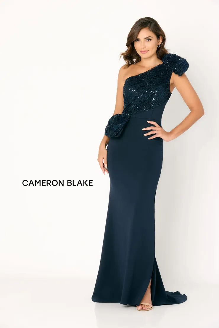 Women's Party Clothes Cameron Blake CB784 One Shoulder Sequin Stretch Gown