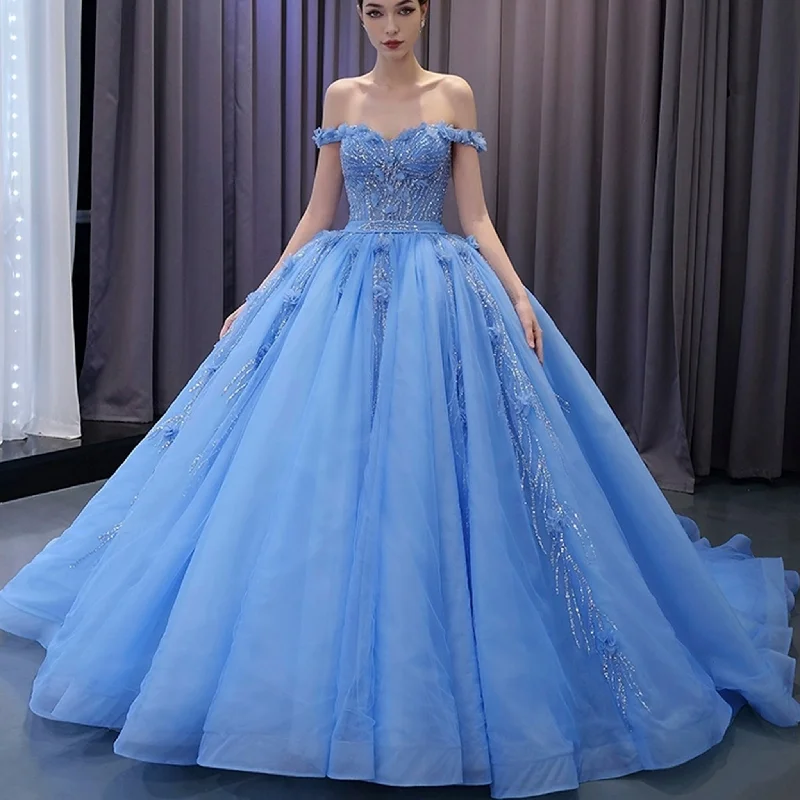 Women's Apparel And Garments Sky Blue Quinceanera Dress Elegant Ball Gown Evening Party Dresses