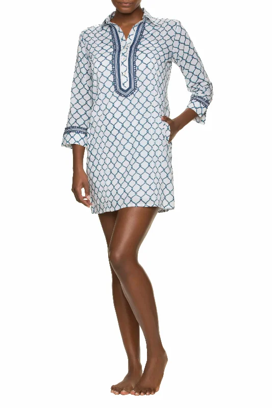 Women's Evening Wear Outfit Helen Jon - ESSENTIAL SHIRT DRESS-NAVY WHITE