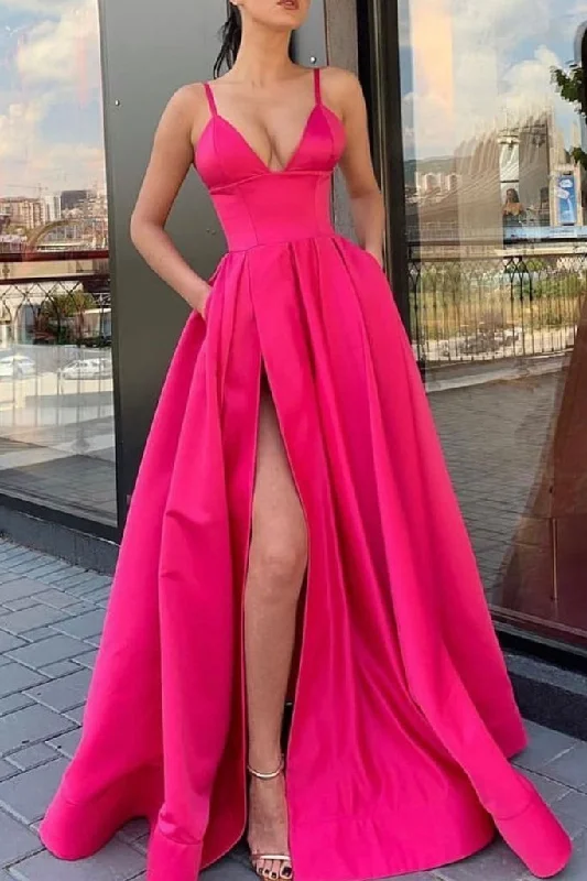 Women's Athletic Garments SIMPLE V NECK SATIN LONG PROM DRESS SATIN EVENING DRESS    cg17976