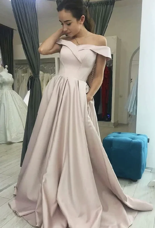 Women's Trendy Clothing Simple satin long prom dress A line evening dress   cg17656