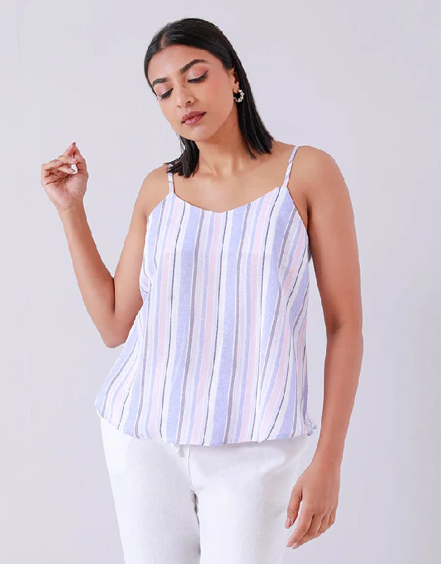 Women's Professional Garments Striped Strappy Sleeveless Top