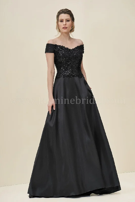 Women's Attire Vintage Retro Party Wear Jade Couture J195065 Audrey Sequins Lace Mikado Gown