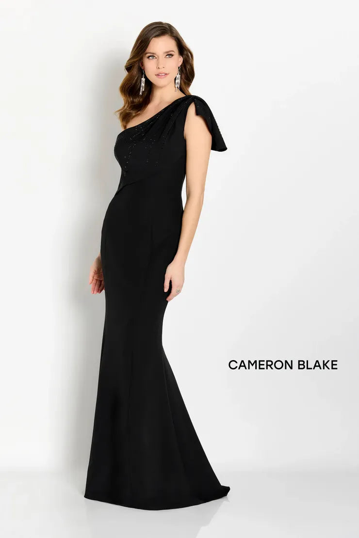 Women's Seasonal Clothes Cameron Blake CB752 Straight One Shoulder Crepe Gown