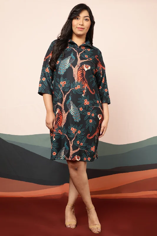 Women's Comfy Attire For Lounging Jungle Print Shirt Dress