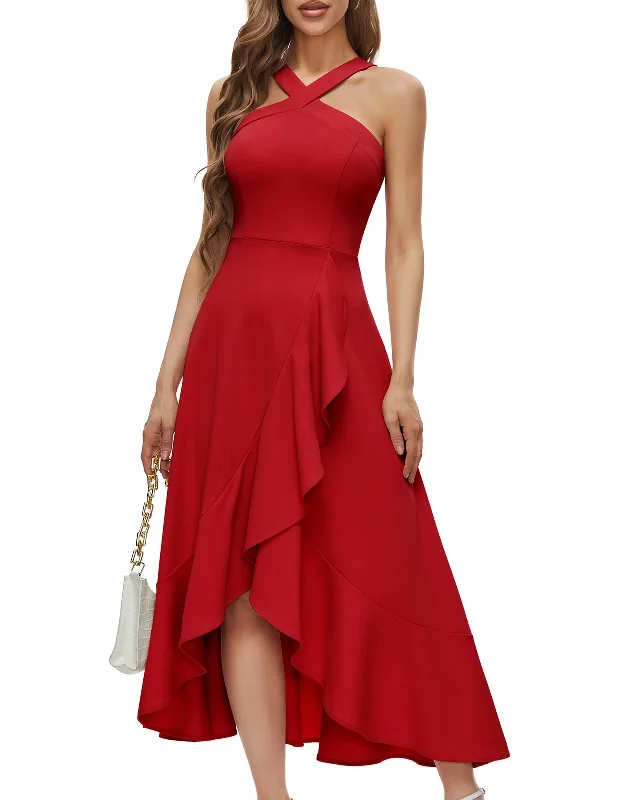 Women's Outerwear Apparel Prom Dress Halter Cocktail Dresses Wedding Bridesmaid Dress Ruffled Evening Party Dress Wedding Guest Dresses Formal Wear Dresses