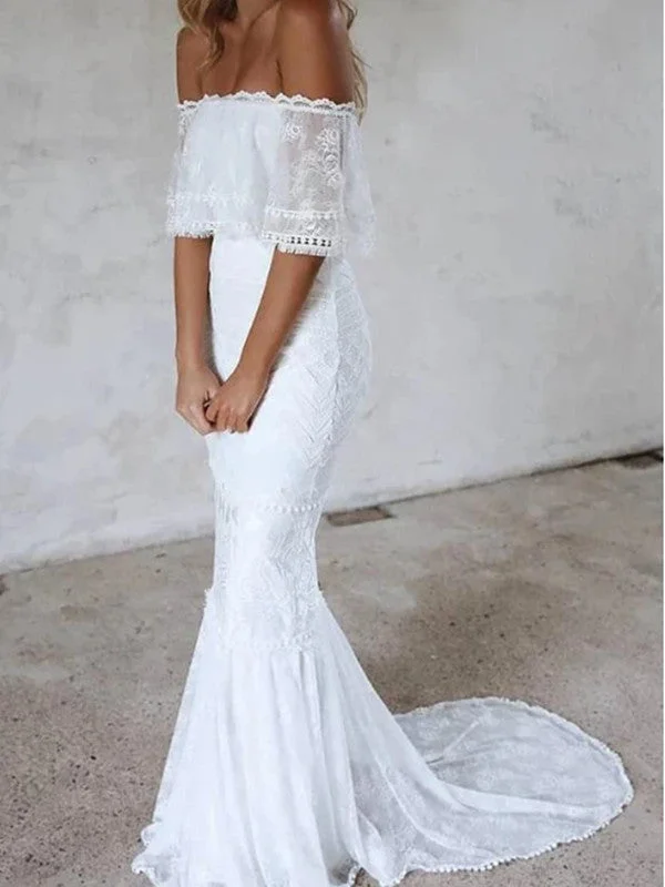 Chic Women's Garments Popular Off The Shoulder Wedding Dresses, Lace 2020 Mermaid Wedding Dresses