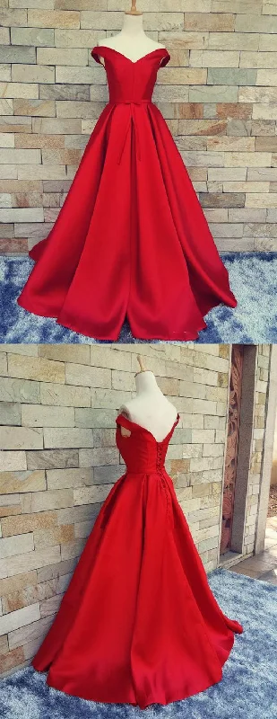 Women's Evening Clothes red long satin prom dress     cg20383