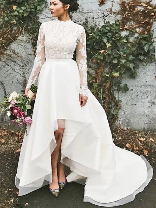 Women's Outerwear Apparel Long Sleeves Lace Wedding Dresses, Popular A-line Wedding Dresses, 2020 Wedding Dresses