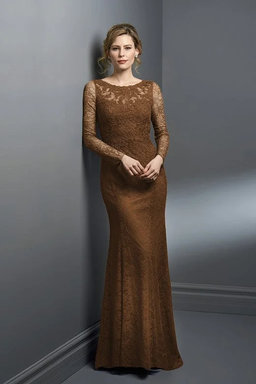 Women's Travel Outfit Set Feminine Flow Jade Couture K198053 Long Sleeve Lace Gown