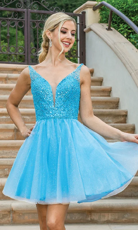 Women's High-End Clothing Sleeveless Sequin-Bodice Short Glitter Prom Dress