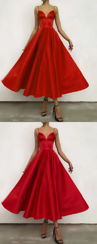 Women's Functional Outfit For Outdoor Activities Cute A-line Plunge Neck Satin Ball Gown Party Dresses For Semi Formal Occasions prom dress    cg19025