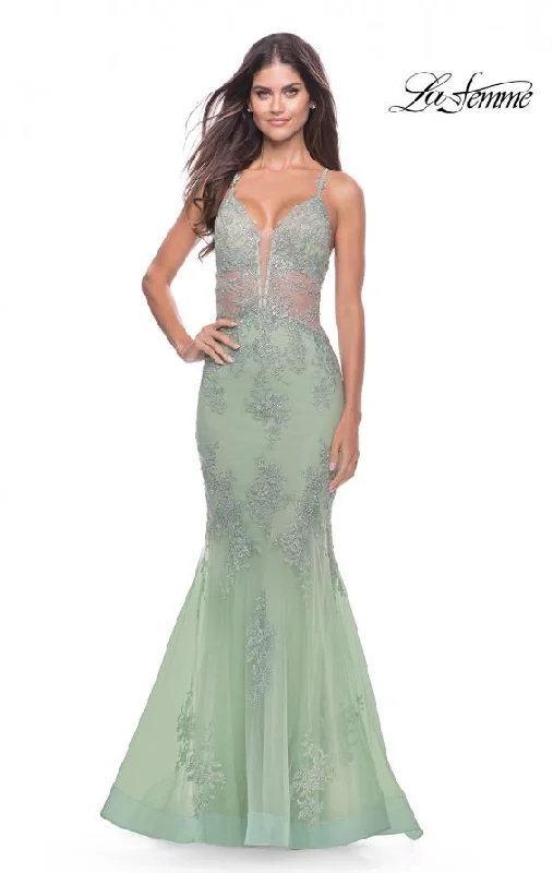 Women's Trendy Casual Clothes La Femme 31598 Mermaid Tulle/Lace Bodice Gown