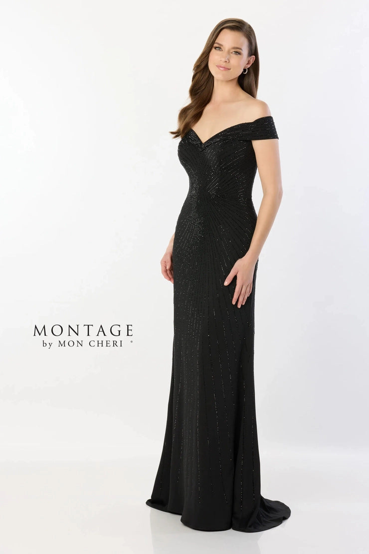 Women's Casual Wear Clothes Montage M2234 Hot Stone Off the Shoulder Gown