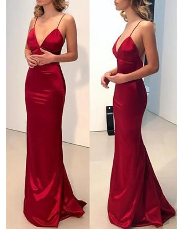 Women's Luxury Apparel Elegant Spaghetti Straps Mermaid  Party Dresses Long Evening Gown with Straps PL329