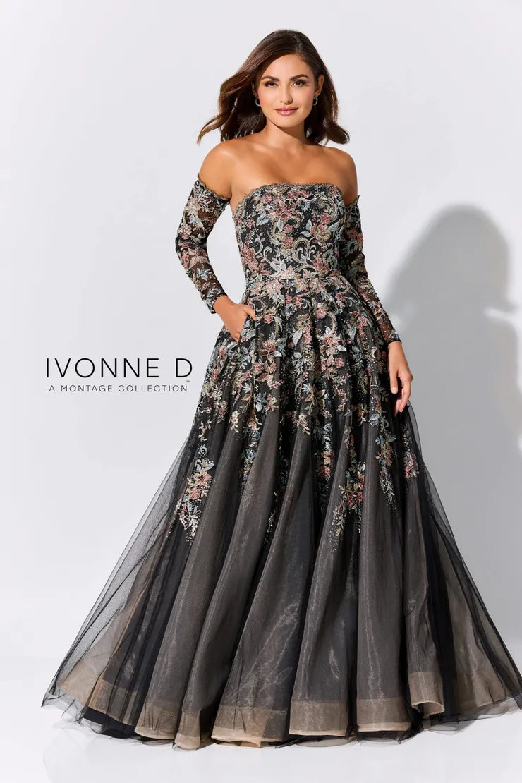 Women's Wardrobe Apparel Ivonne D. ID327 Embroidered Ball Gown