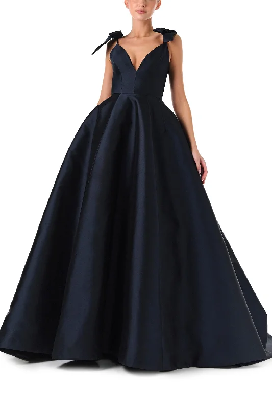 Women's Resort Garments Deep V-Neck Ball Gown with Bows