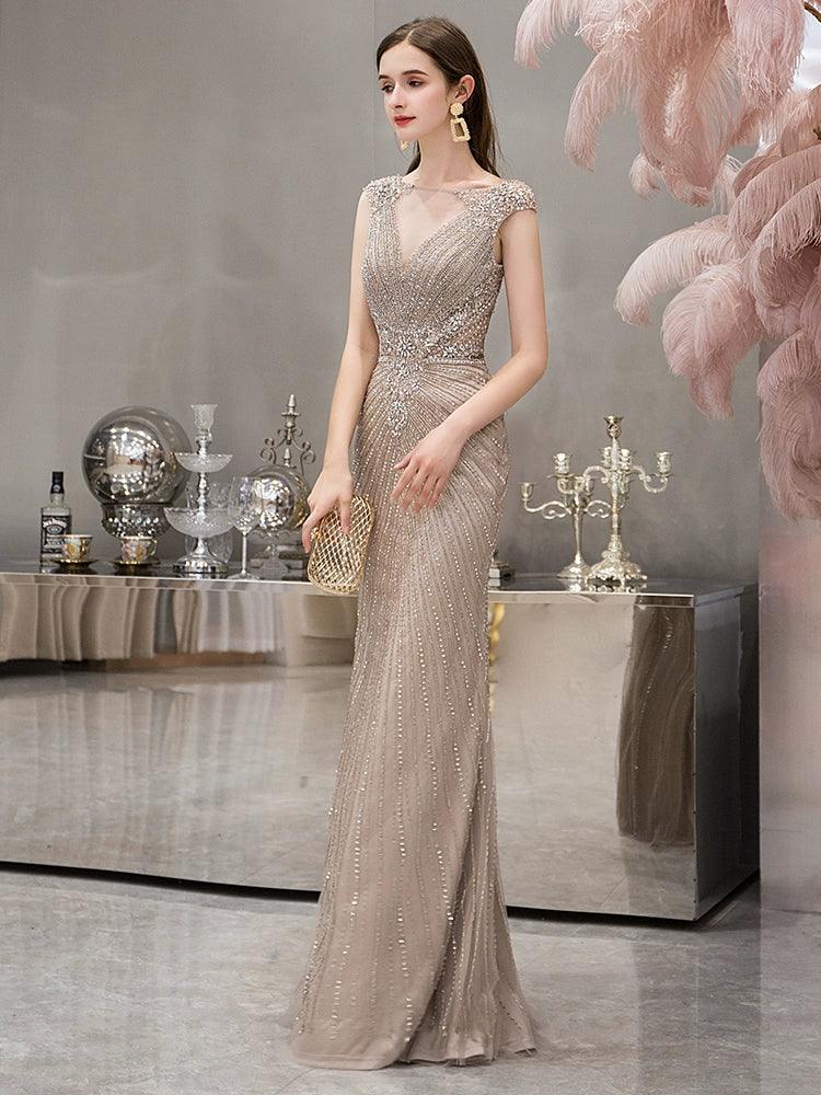 Women's Elegant Clothing Sets Women's Mermaid Evening Dress Sexy Prom Dresses for Women Long Beaded Formal Dresses Sleeveless