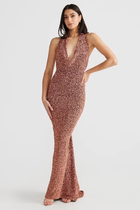 Women's Office Clothing Maria Gown - Bronze Gold Foil